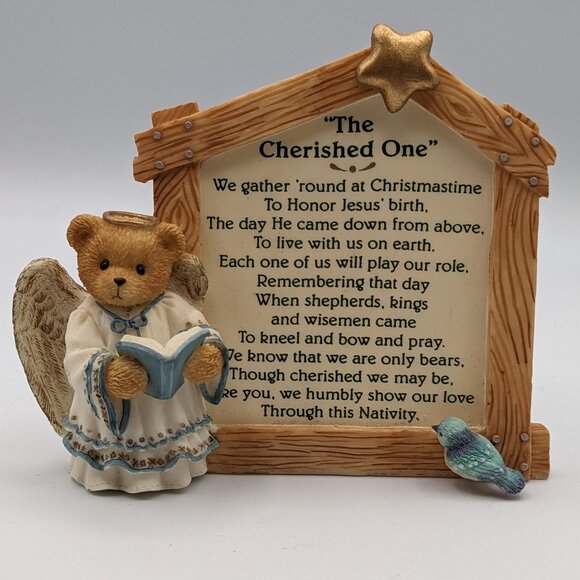 Cherished Teddies Nativity Prayer Plaque "The Cherished One" (176362S) 1996 - Picture 1 of 11
